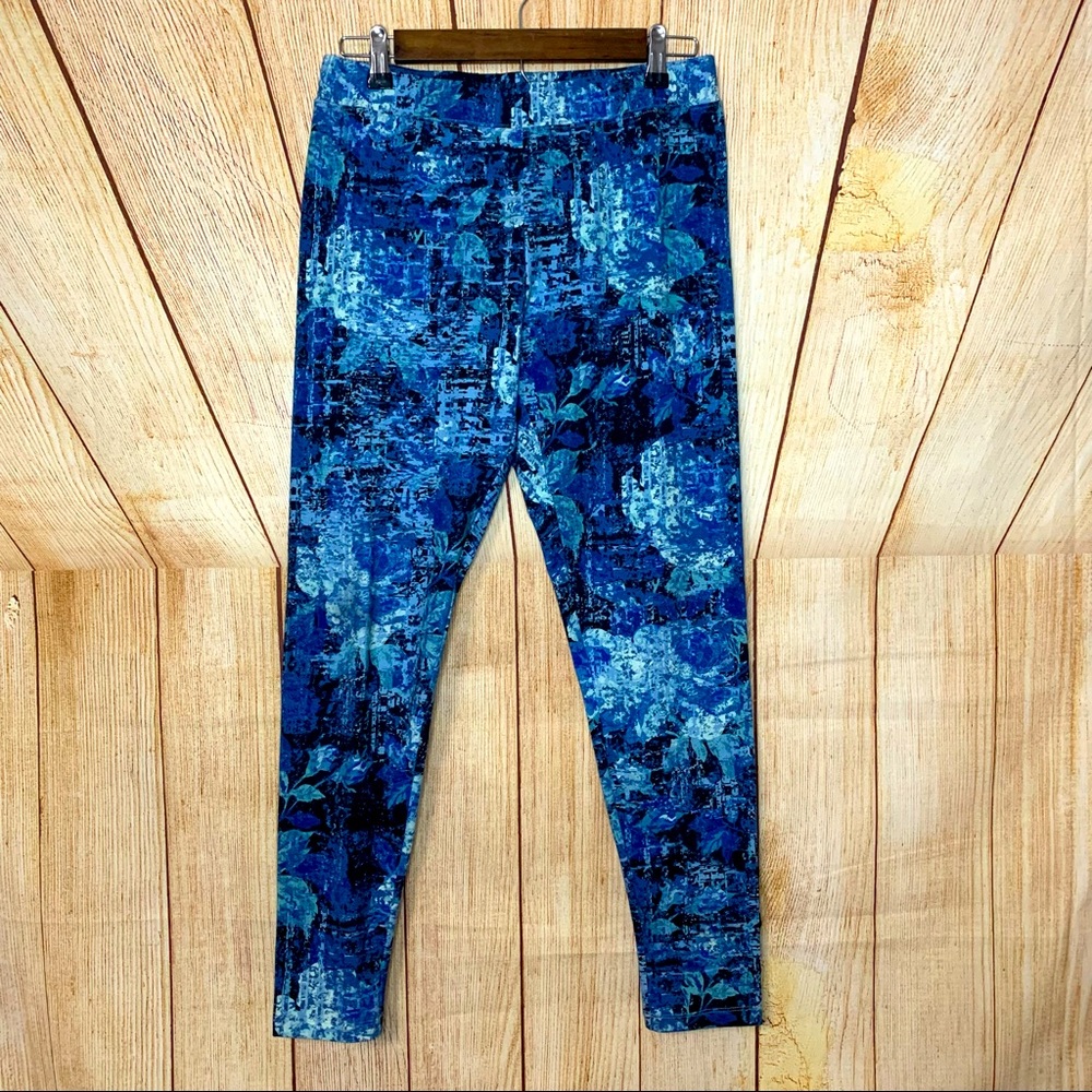 Soft Surroundings S Stretchy Comfy Blue Leggings Workout Gym Yoga - Picture 1 of 7